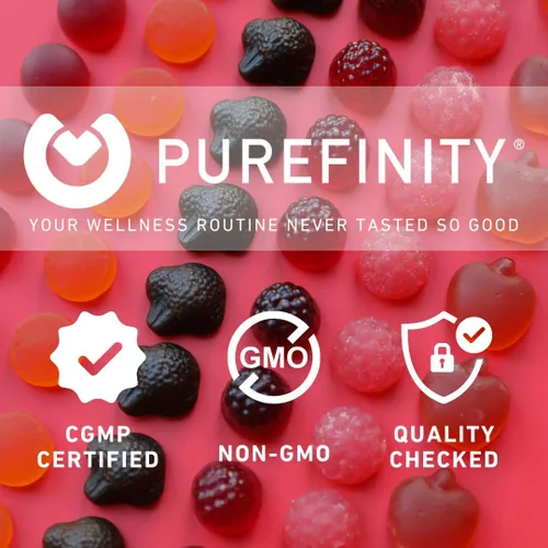 Vista 6 de PUREFINITY Gomitas de saúco con sambucus, vitamina C y zinc, tu suplemento diario perfecto 3 en 1 para niños y adultos, sin gluten, sin OMG