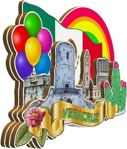 Vista 2 de Veracruz - Imán de madera para nevera, diseño de México, monumentos en 3D, recuerdos coleccionables, decoración hecha a mano, 2026
