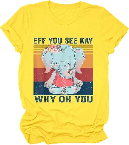 Vista 2 de EFF You See Kay - Camisetas de manga corta con estampado de letras para mujer