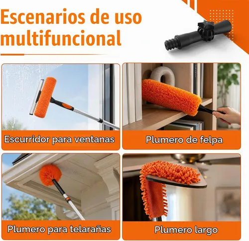 Vista 4 de Kit de limpieza de gran alcance LAANPOLE de 26 pies con plumero de extensión, herramienta de limpieza de ventilador de techo alto para aspas