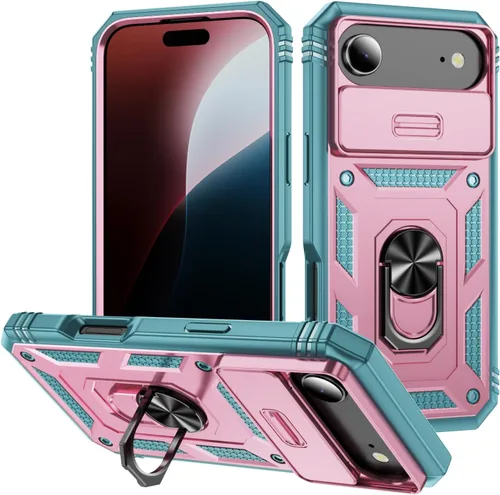 Vista 24 de Funda para iPhone 11, soporte giratorio y cubierta deslizante Verde Rosa