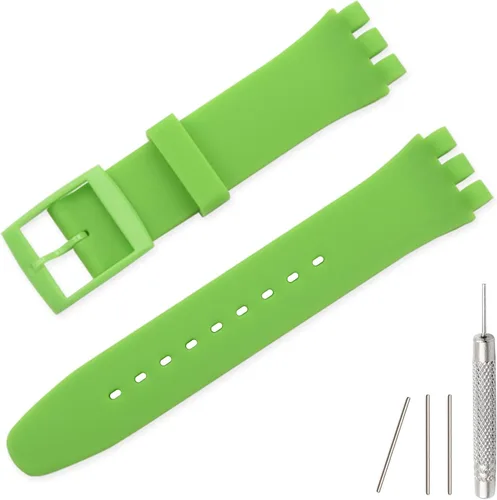 Vista 17 de Lijinlan Correa de silicona de repuesto para Swatch de 0.669 in, 0.748 in, 0.787 in, correa de reloj impermeable para Swatch Negro