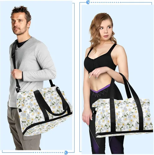Vista 6 de Coikll Forget-me-not Flower Sports Gym Bag with Waterproof Dry Wet Pocket, Travel Duffel Bag for Women MenWorkout Bag Fits Yoga, Swimming