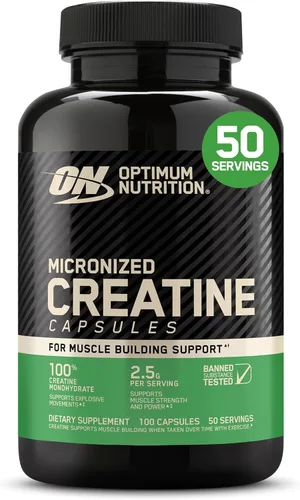 Vista 10 de Optimum Nutrition Cápsulas de monohidrato de creatina micronizada, aptas para Keto, 2500 mg, 100 cápsulas Micronized Creatine Monohydrate