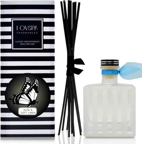 Vista 2 de Juego de difusor de varillas y varillas perfumadas de aloe y lino, lino limpio, flores blancas, cítricos y aloe húmedo, difusor de aroma fresco