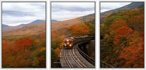 Vista 60 de SIGNWIN Lienzo enmarcado para pared, juego de arte nublado de tormenta, cielo, bosque otoñal, árboles, rústico, naturaleza, fotografía, realismo
