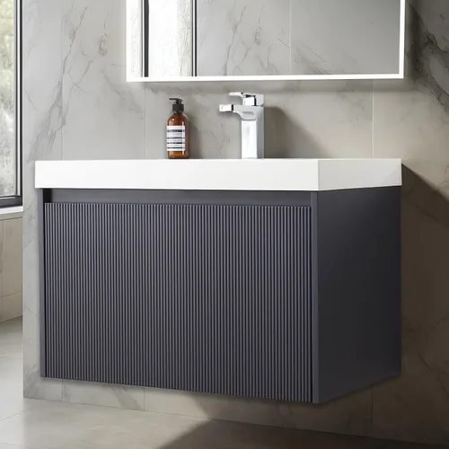 Vista 21 de Blossom Lavabo de baño de 20 pulgadas con tocador, todo en madera montado en la pared, gabinete flotante de baño con tocador con fregadero