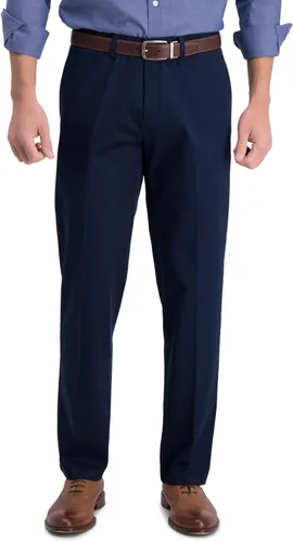 Vista 10 de Haggar - Pantalón para hombre, color caqui, sin necesidad de planchado, ajuste recto, parte delantera plana