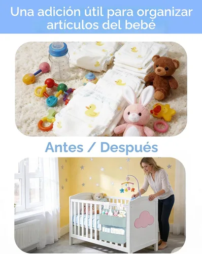 Vista 5 de Organizador de pañales colgante para moisés, cuna, corral de juegos y corrales, capacidad para más de 80 pañales, accesorios de fijación para Gris