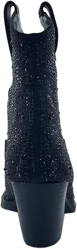 Vista 5 de ABSOLEX Botines de mujer vaquera occidental con punta puntiaguda con diamantes de imitación