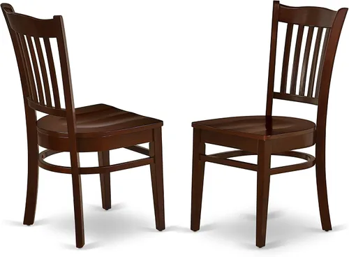 Vista 5 de East West Furniture ANGR3-MAH-W - Juego de comedor de 3 piezas para espacios pequeños que contiene una mesa de comedor redonda con pedestal y 2