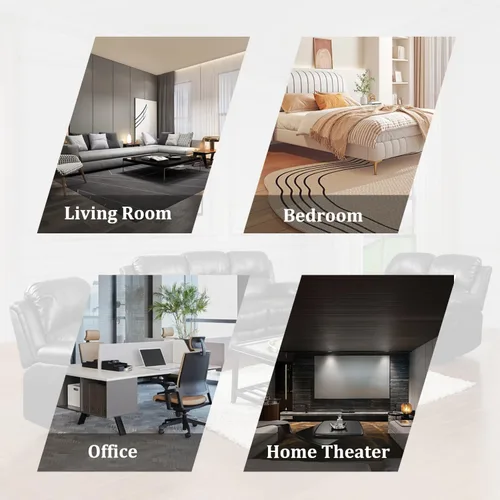 Vista 4 de Sofá reclinable de cuero negro, juego de muebles para sala de estar para el hogar, oficina, sofá reclinable Maunal con panel negro abatible, 1 pieza