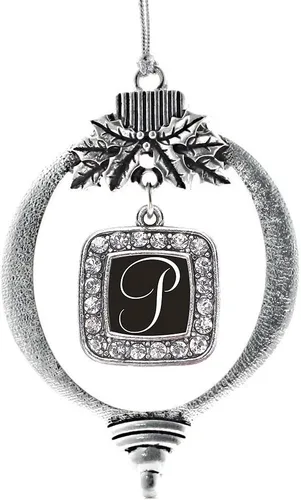 Vista 157 de Inspired Silver - Adorno con dije de reina de rodillo - Adornos navideños cuadrados de plata con joyas de circonita cúbica