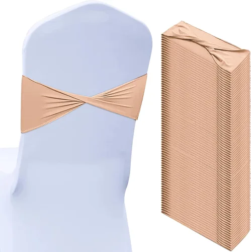 Vista 11 de Kinlop 50 Piezas Bandas de Spandex para Sillas Lazos Bandas para Sillas Bandas Deslizantes para Fundas Bandas Elásticas Lazos Sin Hebilla Azul