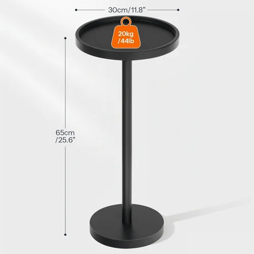 Vista 3 de HOOBRO Mesa auxiliar redonda pequeña, mesa de bebidas de bambú, mesa de café Martini con acento de pedestal para espacios pequeños en sala de estar