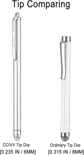 Vista 9 de 3 lápices capacitivos para pantallas táctiles [serie de punta de 0.24 pulgadas], 12 puntas de goma extra reemplazables (negro/plateado/azul oscuro)