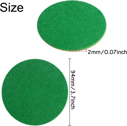 Vista 6 de Gejoy 94 mm Hockey Paddle Pads Self Adhesive Replacement Hockey Mallet Felt Pads Green Felt Sticker for 96 mm Pushers