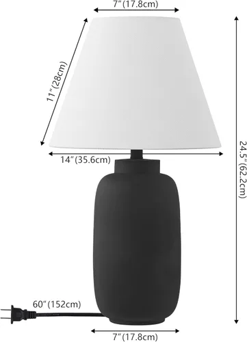 Vista 4 de JONATHAN Y JYL5603A-SET2 - Juego de 2 lámparas de mesa modernas con tarro de jengibre negro mate de 24.5 pulgadas para dormitorio, lámparas
