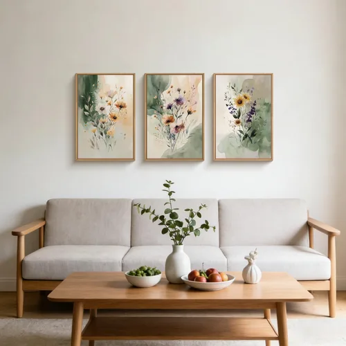 Vista 33 de Arte de Pared de Lienzo Enmarcado con Grandes Pinceladas Abstractas, Decoración de Pared Azul Marino Neutro, Pintura de Pared Moderna en Tonos