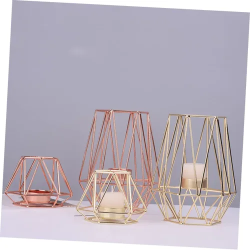 Vista 3 de IMIKEYA Elegante decoración para el hogar titular de vela de metal para vela de rosa Vela de moda antigua linterna de hierro forjado