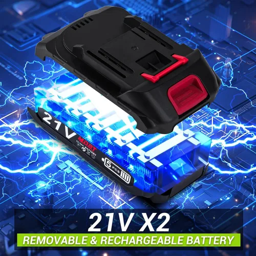 Vista 5 de Mini motosierra inalámbrica de 6 pulgadas con 2 baterías, motosierra eléctrica de mano para un corte eficiente, ligera y fácil de usar (rojo + negro)