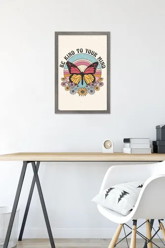 Vista 6 de Trends International Póster de pared Be Kind to Your Mind, 14.725 x 22.375 pulgadas, versión enmarcada de madera de granero