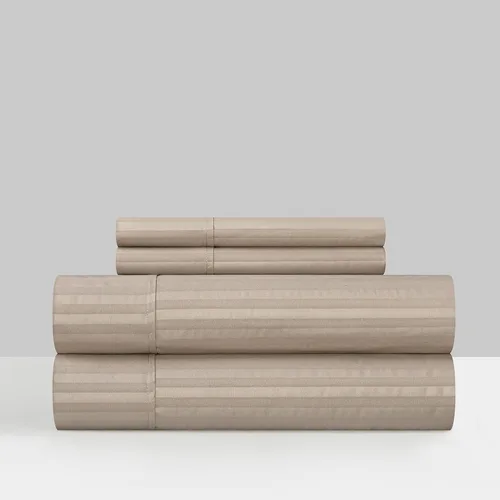Vista 5 de Chic Home Siena - Juego de sábanas de 4 piezas con diseño de rayas de color sólido, incluye 1 encimera, 1 sábana bajera y 2 fundas de almohada, Verde
