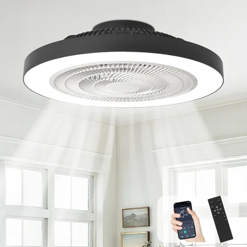 Vista 10 de Depuley Ventiladores de techo con luces y control remoto: ventilador de techo de montaje empotrado moderno de perfil bajo de 20 pulgadas con control