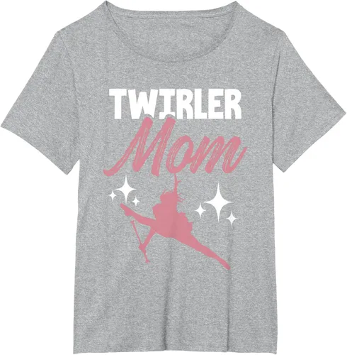 Vista 64 de Twirler Mom Baton Twirl Mother Majorette Twirling Camiseta, Negro, S