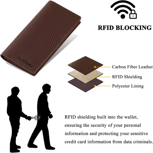 Vista 4 de Billeteras de cuero para hombre con 3 compartimentos para efectivo 12 ranuras para tarjetas de crédito
