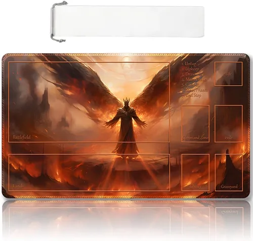 Vista 16 de Tapete de juego MTG cosido de alta calidad con zonas y respaldo de goma antideslizante, tapete de juego TCG para MTG y otros juegos de cartas, Dkt