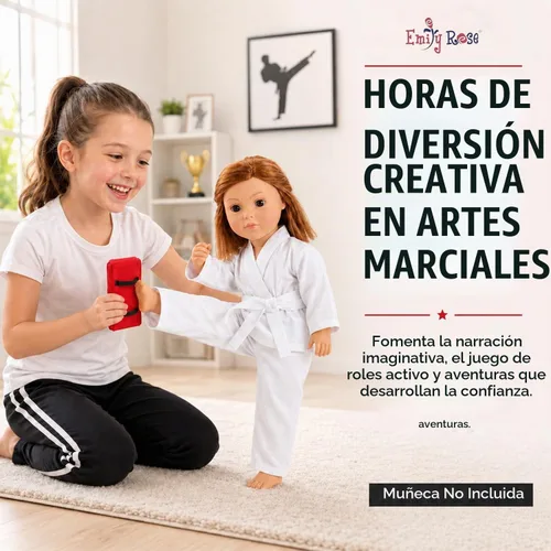Vista 6 de Emily Rose Conjunto de karate de muñeca de 18 pulgadas - Juego de 11 piezas de Taekwondo Gi con cinturones