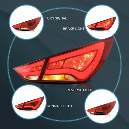 Vista 4 de VLAND Conjunto de luces traseras para Hyundai Sonata 6ª generación 2011-2014, Plug-and-play, rojo y ahumado