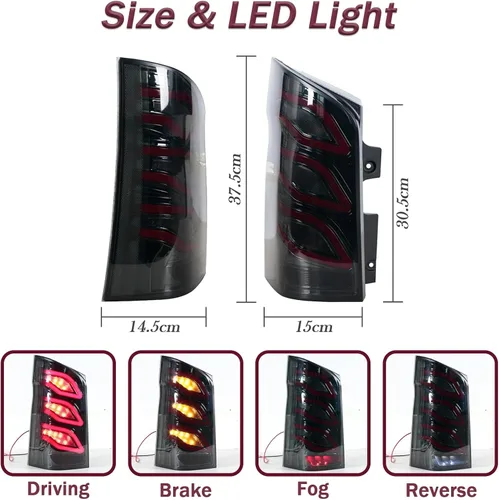 Vista 3 de Luz trasera para Mercedes-Benz Vito W447 Metris V Clase 2016-2021 Luz de señal de giro dinámico antiniebla de freno trasero izquierda y derecha