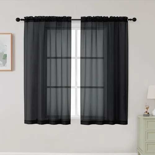 Vista 113 de 2 paneles de cortinas traslúcidas blancas para dormitorio, sala de estar, 96 pulgadas de largo, modernas, suaves, ligeras, con bolsillo para barra