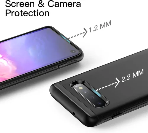 Vista 4 de JETech Funda resistente a prueba de golpes para Samsung Galaxy S10, funda protectora resistente de doble capa con absorción de golpes (negro)
