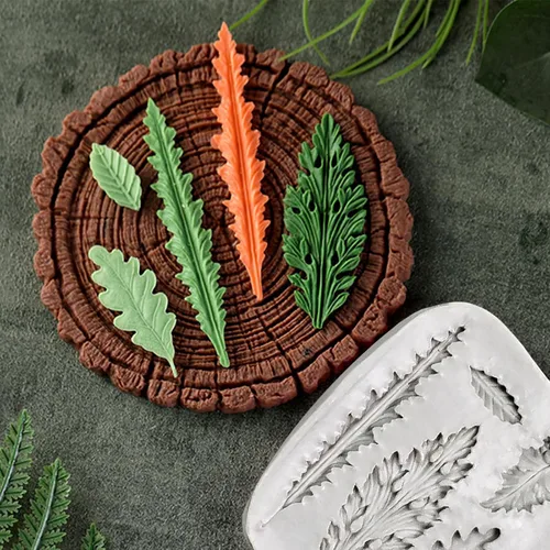 Vista 7 de 2 piezas de moldes de silicona en forma de hoja, molde de fondant para pastel con forma de hojas de árbol, molde 3D único para chocolate, caramelo