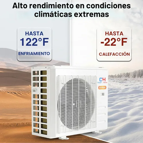 Vista 4 de Cooper & Hunter Serie Olivia, 6,000 BTU, 230V, 23.5 SEER2, Sistema de aire acondicionado / calefacción Mini Split de una sola zona, sin conductos