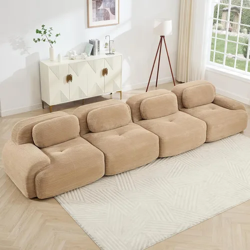 Vista 39 de Juego de sofás seccionales sin hueso de 117 pulgadas para sala de estar, modular en forma de L y sofá de 3 plazas con asiento profundo, almohadas