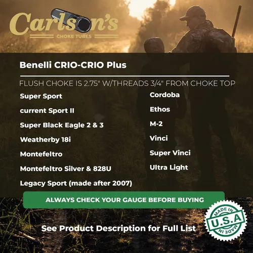 Vista 2 de Carlson's Tubos de estrangulador estriado para Benelli Crio/Crio Plus/Beretta Optima Plus 12ga