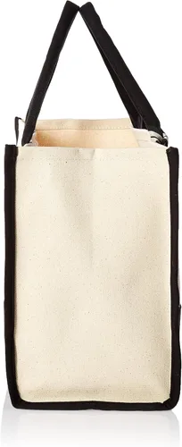 Vista 4 de Mud Pie - Bolsos clásicos de lona con inicial, color blanco y negro (R), 100% de algodón, 17 x 19 x 2pulgadas