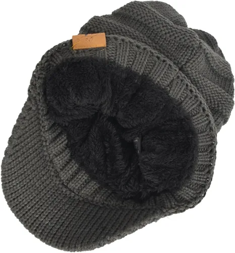 Vista 3 de Gorro de punto con forro polar grueso para hombre y mujer, con visera