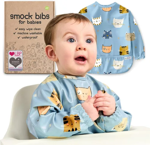 Vista 13 de Baberos impermeables para comer (niño o niña de 6 a 24 meses) – Babero de manga larga para bebé destete