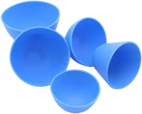 Vista 3 de Lab - Cuencos flexibles de goma de alginato para mezclar, pequeños/medianos/medianos (azul claro)