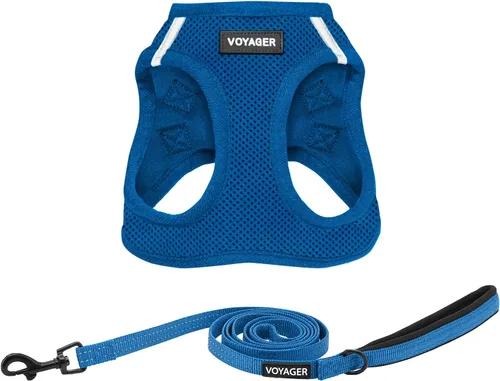 Vista 14 de Arnés de malla Voyager Step-in Air para todo clima y correa reflectante para perro de 5 pies, combo con mango de neopreno, para cachorros de razas