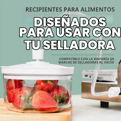 Vista 5 de Avid Armor Juego de recipientes de alimentos al vacío de 3 piezas para la cocina del hogar con manguera de accesorios en tamaños de 2L, 1.4L y 0.7L