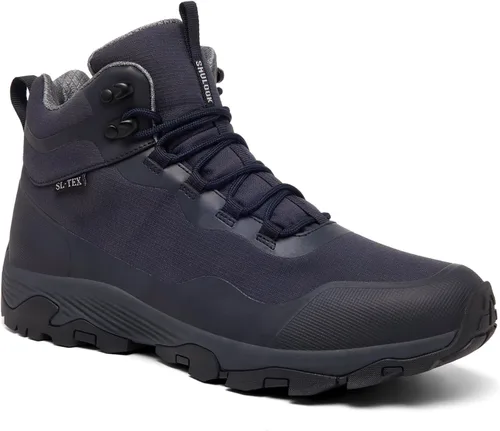 Vista 8 de Botas de senderismo impermeables SHULOOK para hombre, ligeras, transpirables, para el aire libre, senderismo, camping, montañismo