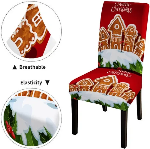 Vista 269 de CAPSCEOLL Christmas Dining Chair Covers,Snowflakes Festive Winter Pattern Stretch Chair Covers for Dining Room Set of 2 Washable Spandex Parson