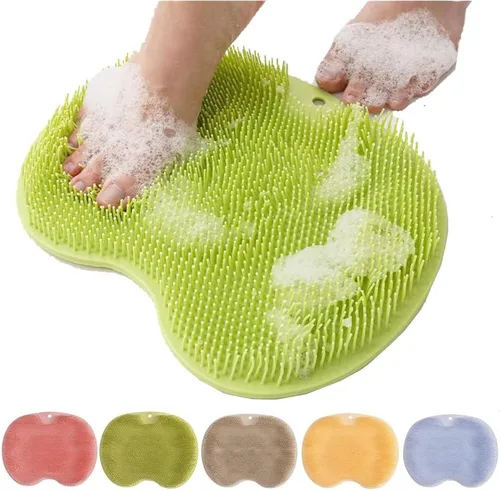 Vista 10 de Alfombrilla de silicona para pies de ducha, limpiador mejorado de pies con ventosas para montar en la pared, almohadilla de limpieza mejorada