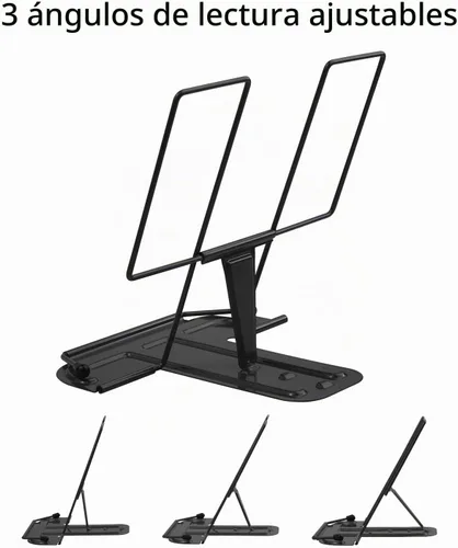 Vista 3 de MSDADA - Soporte de libros de metal para escritorio, soporte ajustable para lectura, soporte portátil para libros de cocina y documentos, soporte
